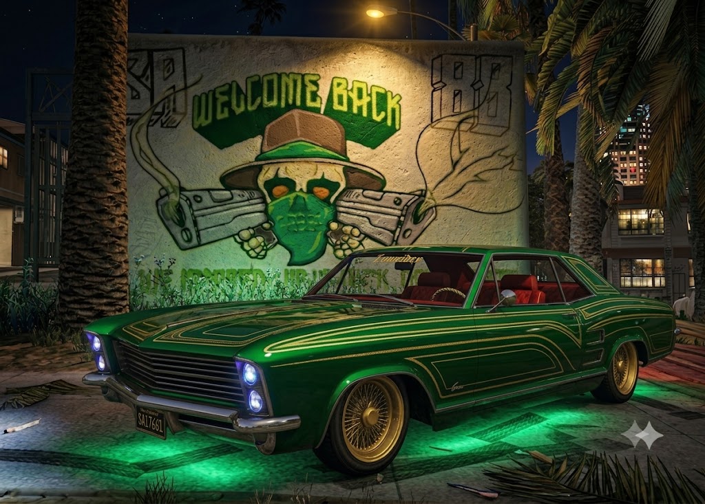 Lowrider vor der Grove-Mauer